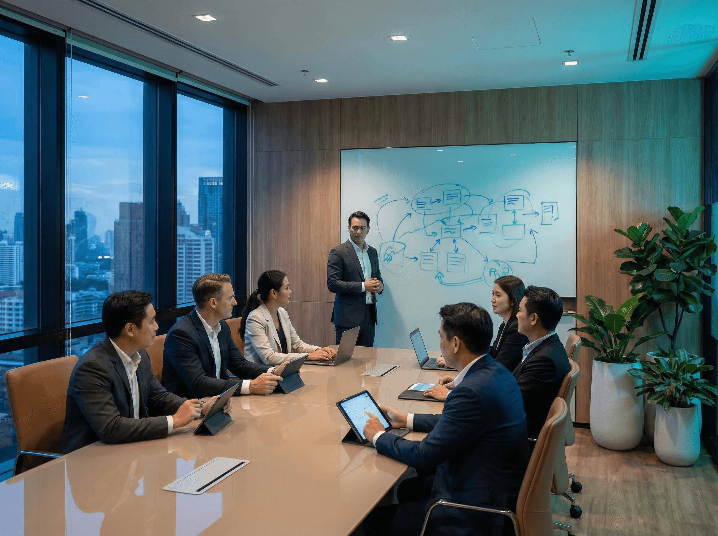 Consulting workshop and roadmap planning visual for agentic AI strategy